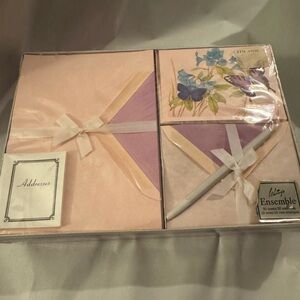 Vintage WHITINGS Butterfly Pink and Purple Stationery Set NIB